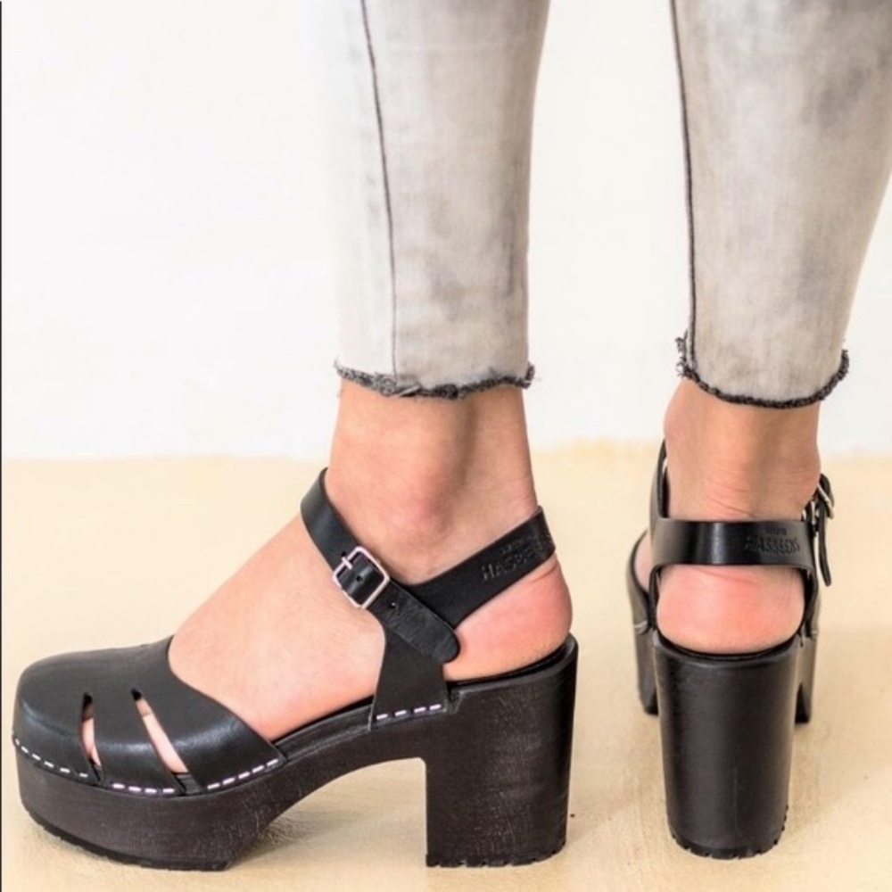 Swedish Hasbeens Black Baskemölla Sandal/Heels